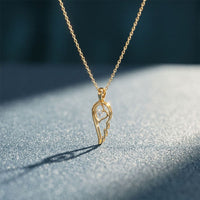 0.05CTW Round Cut Lab Grown Diamond Angel Wing Heart Pendant Necklace for Women Gold