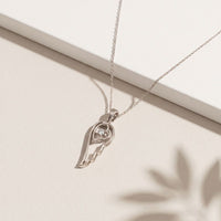 0.05CTW Round Cut Lab Grown Diamond Angel Wing Heart Pendant Necklace for Women White