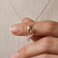 0.10CTW Round Cut Lab Grown Diamond Floral Tulip Pendant Necklace for Women Rose Gold
