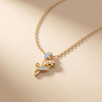 0.10CTW Round Cut Lab Grown Diamond Floral Tulip Pendant Necklace for Women Gold