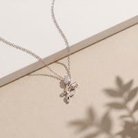 0.10CTW Round Cut Lab Grown Diamond Floral Tulip Pendant Necklace for Women White