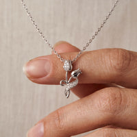 0.10CTW Round Cut Lab Grown Diamond Floral Tulip Pendant Necklace for Women White