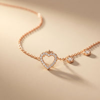 0.50CTW Round Cut Lab Grown Diamond Open Heart Station Pendant Necklace for Women Rose Gold