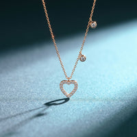 0.50CTW Round Cut Lab Grown Diamond Open Heart Station Pendant Necklace for Women Rose Gold
