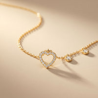0.50CTW Round Cut Lab Grown Diamond Open Heart Station Pendant Necklace for Women Gold