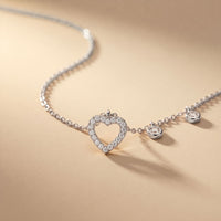 0.50CTW Round Cut Lab Grown Diamond Open Heart Station Pendant Necklace for Women White