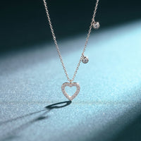0.50CTW Round Cut Lab Grown Diamond Open Heart Station Pendant Necklace for Women White