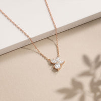 2.15CTW Round & Marquise Cut Lab Grown Diamond Floral Cluster Pendant Necklace Rose Gold