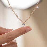 0.30CTW Baguette Cut Lab Grown Diamond Station Pendant Necklace Rose Gold