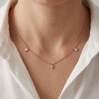 0.30CTW Baguette Cut Lab Grown Diamond Station Pendant Necklace Rose Gold