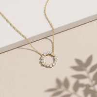 1.70CTW Mixed Cut Lab Grown Diamond Open Circle Pendant Necklace Gold