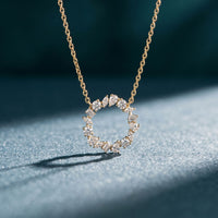 1.70CTW Mixed Cut Lab Grown Diamond Open Circle Pendant Necklace Gold