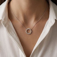 1.70CTW Mixed Cut Lab Grown Diamond Open Circle Pendant Necklace White