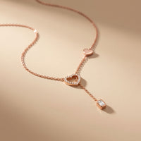 0.3CTW Round Cut Lab Grown Diamond Drop Pendant Necklace Rose Gold
