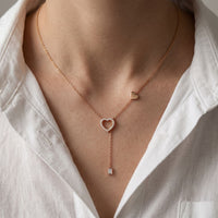 0.3CTW Round Cut Lab Grown Diamond Drop Pendant Necklace Rose Gold