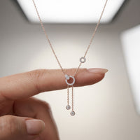 0.65CTW Round Cut Lab Grown Diamond Open Circle Tassel Pendant Necklace Rose Gold
