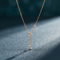 0.65CTW Round Cut Lab Grown Diamond Open Circle Tassel Pendant Necklace Rose Gold