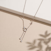 0.65CTW Round Cut Lab Grown Diamond Open Circle Tassel Pendant Necklace White