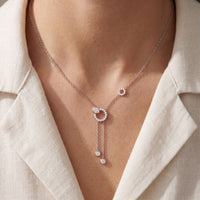 0.65CTW Round Cut Lab Grown Diamond Open Circle Tassel Pendant Necklace White