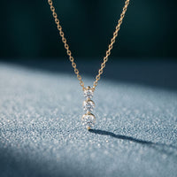 1.10CTW Round Cut Lab Grown Diamond Three Stone Drop Pendant Necklace Gold