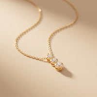 1.10CTW Round Cut Lab Grown Diamond Three Stone Drop Pendant Necklace Gold