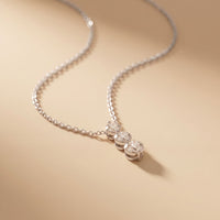 1.10CTW Round Cut Lab Grown Diamond Three Stone Drop Pendant Necklace White