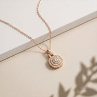 0.10CTW Cushion Cut Lab Grown Diamond Pavé Pendant Necklace Rose Gold