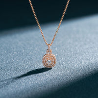 0.10CTW Cushion Cut Lab Grown Diamond Pavé Pendant Necklace Rose Gold