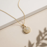 0.10CTW Cushion Cut Lab Grown Diamond Pavé Pendant Necklace Gold