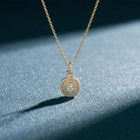 0.10CTW Cushion Cut Lab Grown Diamond Pavé Pendant Necklace Gold