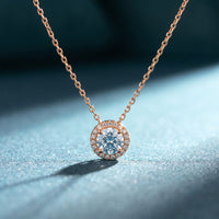 2.40CTW Round Cut Lab Grown Diamond Halo Solitaire Pendant Necklace Rose Gold