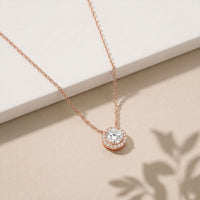 2.40CTW Round Cut Lab Grown Diamond Halo Solitaire Pendant Necklace Rose Gold