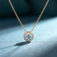 2.40CTW Round Cut Lab Grown Diamond Halo Solitaire Pendant Necklace Gold