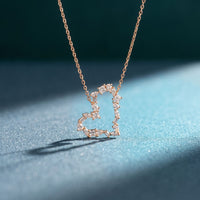 1.95CTW Mixed Cut Lab Grown Diamond Open Heart Pendant Necklace Rose Gold