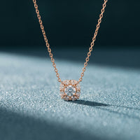 1.60CTW Cushion & Pear Cut Lab Grown Diamond Cluster Pendant Necklace Rose Gold