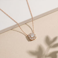 1.60CTW Cushion & Pear Cut Lab Grown Diamond Cluster Pendant Necklace Rose Gold