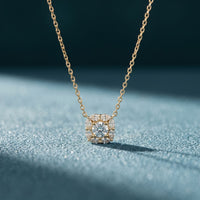 1.60CTW Cushion & Pear Cut Lab Grown Diamond Cluster Pendant Necklace Gold