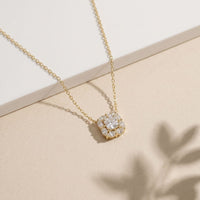 1.60CTW Cushion & Pear Cut Lab Grown Diamond Cluster Pendant Necklace Gold
