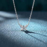 0.25CTW Round Cut Lab Grown Diamond Butterfly Pendant Necklace White