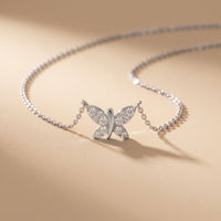 0.25CTW Round Cut Lab Grown Diamond Butterfly Pendant Necklace White