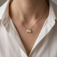 0.95CTW Emerald & Pear Cut Lab Grown Diamond Two Stone Pendant Necklace Gold