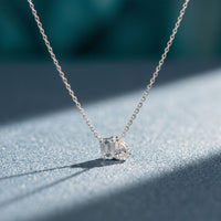 0.95CTW Emerald & Pear Cut Lab Grown Diamond Two Stone Pendant Necklace White