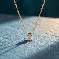 0.40CTW Emerald Cut Lab Grown Diamond Solitaire Pendant Necklace Gold