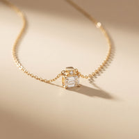 0.40CTW Emerald Cut Lab Grown Diamond Solitaire Pendant Necklace Gold