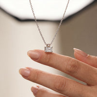 0.40CTW Emerald Cut Lab Grown Diamond Solitaire Pendant Necklace White