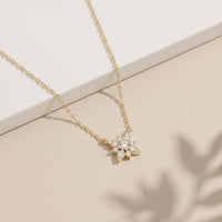 0.45CTW Round Cut Lab Grown Diamond Floral Pendant Necklace Gold