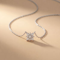 0.45CTW Round Cut Lab Grown Diamond Floral Pendant Necklace White