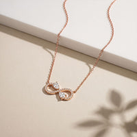 0.70CTW Pear Cut Lab Grown Diamond Infinity Pendant Necklace Rose Gold