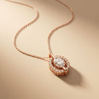 2.55CTW Oval Cut Lab Grown Diamond Floating Halo Pendant Necklace Rose Gold