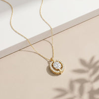 2.55CTW Oval Cut Lab Grown Diamond Floating Halo Pendant Necklace Gold